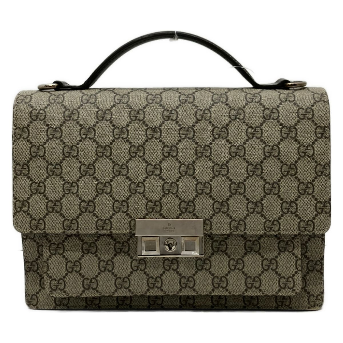 Gucci Gg Plus/Gg Supreme Handbag 223650 Beige Dark Brown Pvc Leather